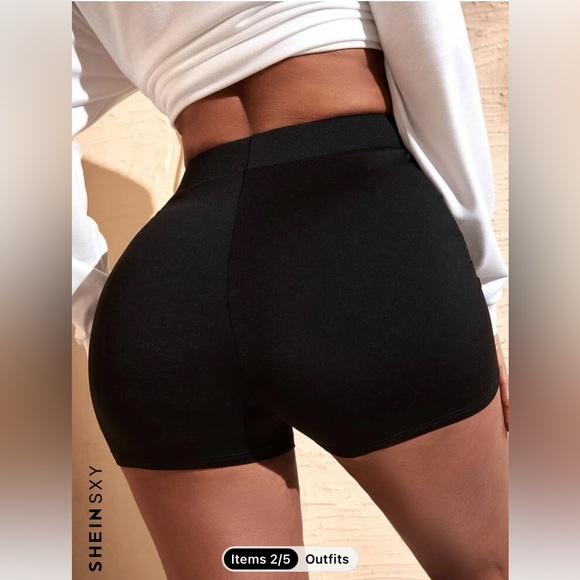 SHEIN Black Biker Shorts BNWT Small - Picture 2 of 3